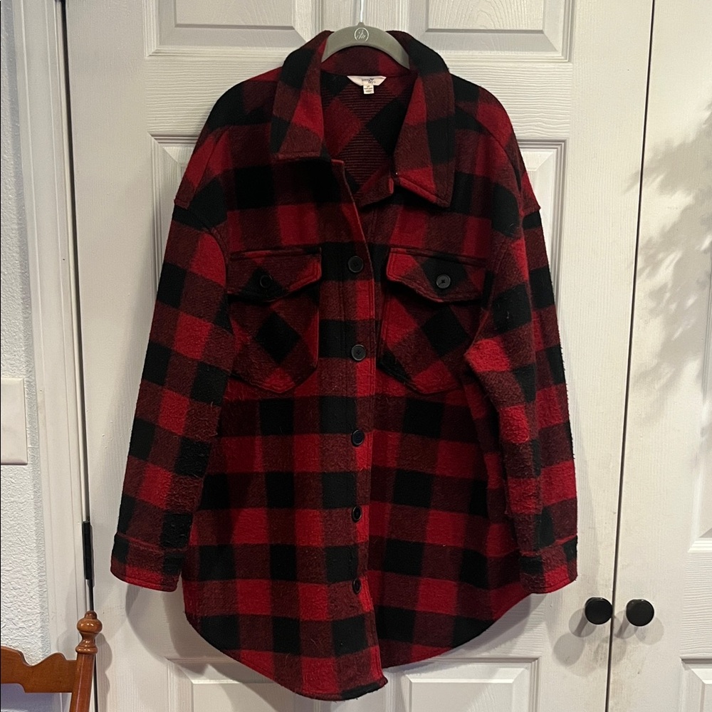 Terra & Sky Checkered Red and Black Utility Jacket